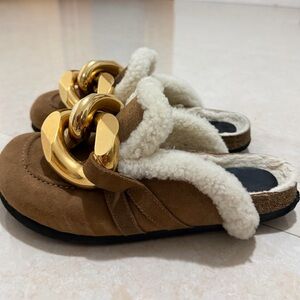JW Anderson Chain Suede and Shearling Mule